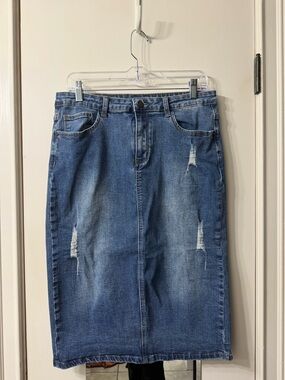 Ada Faye  Blue Denim Pencil Skirt